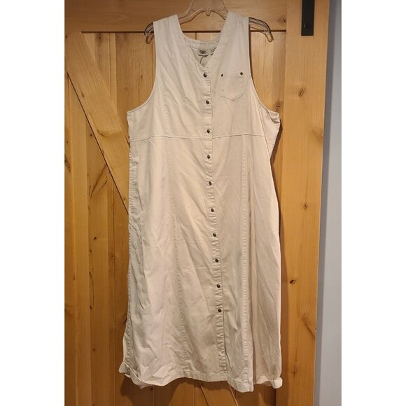 Vintage Classic Elements Dress Women Plus 20/22 Tan Sheath Jumper Button Modest - Picture 1 of 13